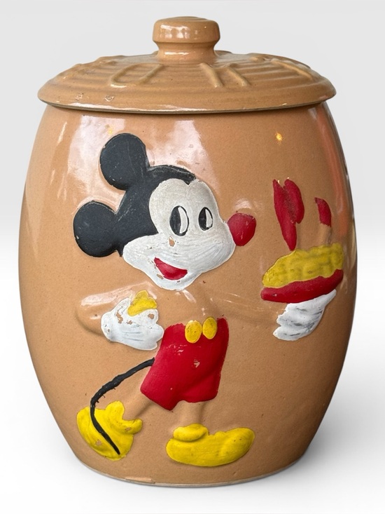 Disney Other - Antique early Walt Disney Prod Mickey Mouse stoneware cookie jar pre-war painted